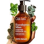 Gya Labs Eucalyptus Mint Massage Oils - 6.76 Fl Oz - 100% Pure Natural Refreshing Aromatherapy Body Massage Oil for Sore Muscles - with Jojoba, Argan, Sunflower, Almond, Vitamin E & Eucalyptus
