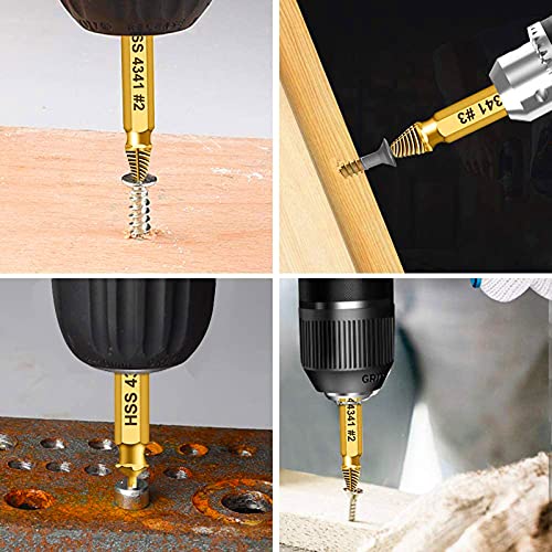 Newder HSS 4341 Schraubenausdreher Set, 5-teilig M3-M18 Beschädigte Schrauben Entferner, Linksdreher mit Sechskant-Schaft, für Akkuschrauber und Bohrmaschinen, Titannitrid-beschichtet, Goldfarben