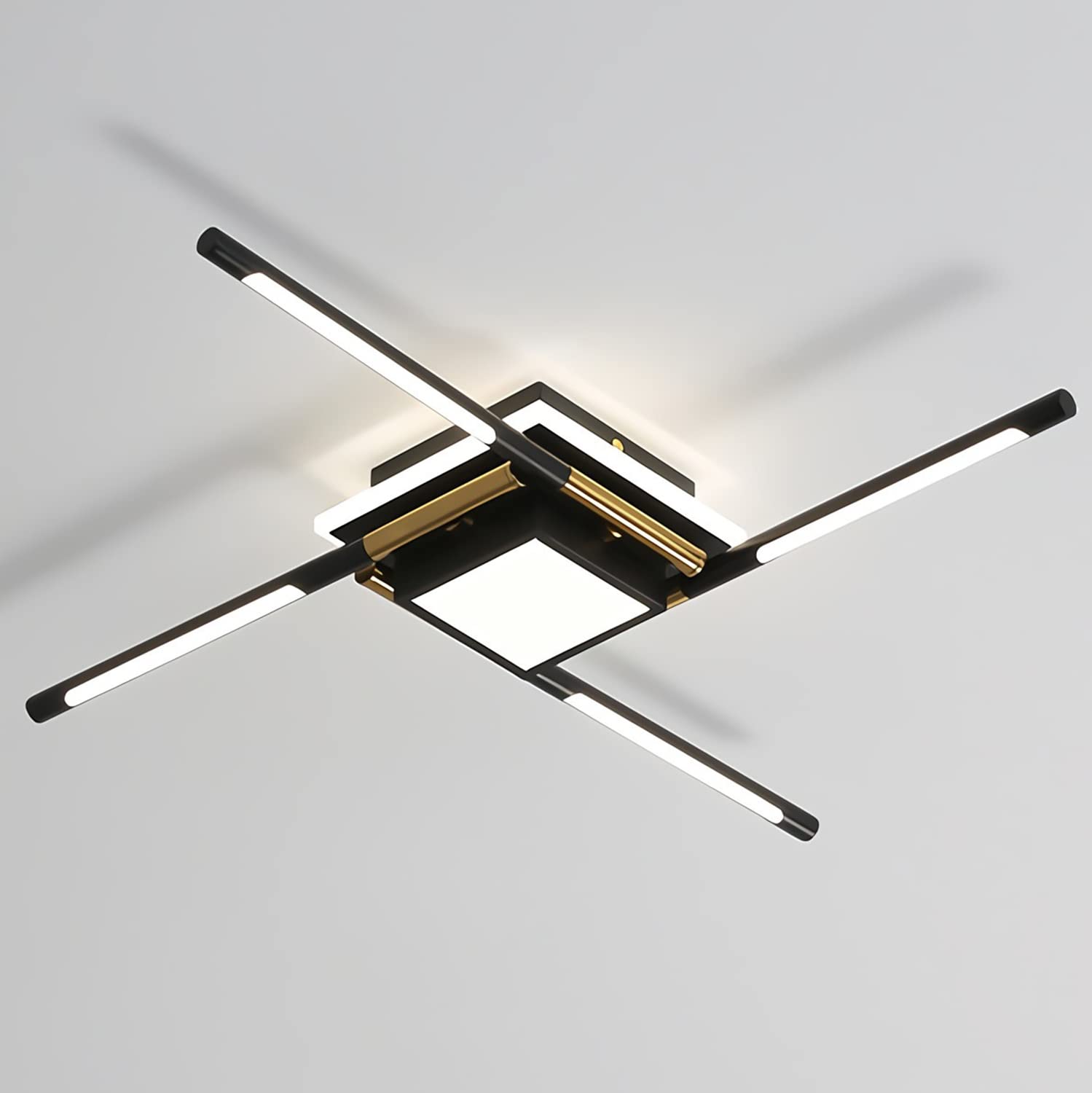 Lampy sufitowe LED Lampy do salonu Możliwość przyciemniania Nowoczesna lampa sufitowa z pilotem Metalowa akrylowa liniowa konstrukcja Lampa sufitowa do sypialni kuchnia (4 płomienie, 60cm, 42W)