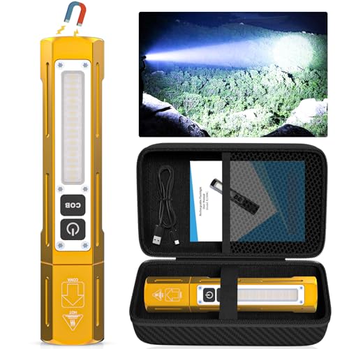 Image of Rechargeable Magnetic Flashlights, Bright Small Powerful Pocket Flashlight | High Lumens Dual Button Tactical Flash Light, 12H Runtime, 8 Modes Zoomable, One-Press Off for Car,Home,Camping,Emergency
