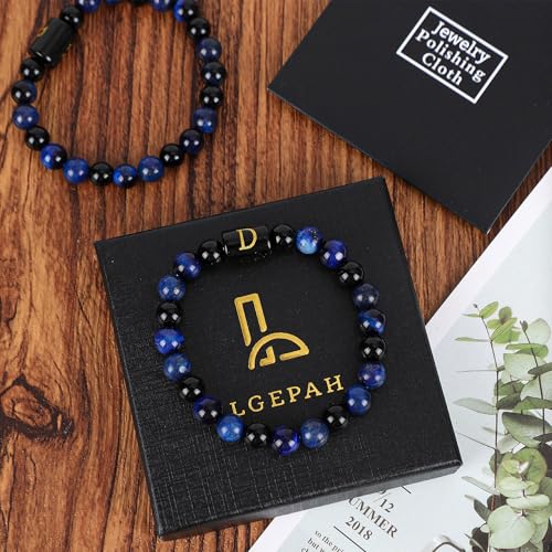 Pulsera para Hombre con Ojo de Tigre Azul y Lapislázuli miniatura 4