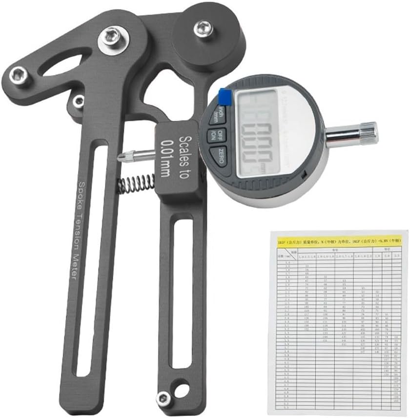 Bicycle Spoke Tension Meter Aluminum Alloy CNC Sturdy Wheel Building Tool Precise Tension Gauge in Red or Black Mechanical or Electronic for 26 27.5 29 Inch 700C (Red electronic watch)