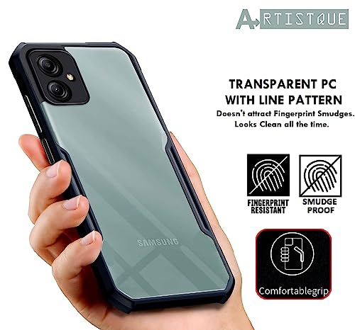 Image of A rtistque Clear Hard Transparent Acrylic Armor Anti-Drop Shockproof TPU Edge Back Cover Case for Samsung Galaxy M04 / Samsung Galaxy F04 / Samsung Galaxy A04e - Black