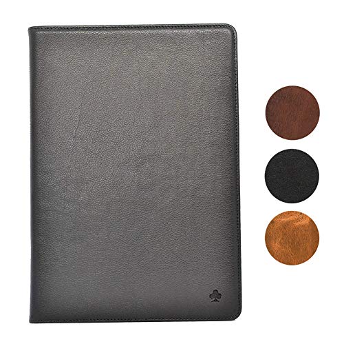 Porter Riley u0096 Étui pour iPad Mini 4 en Cuir Véritable. Housse Premium en Cuir véritable avec Socle Rabattable/Coque/Etui (Noir Pur)