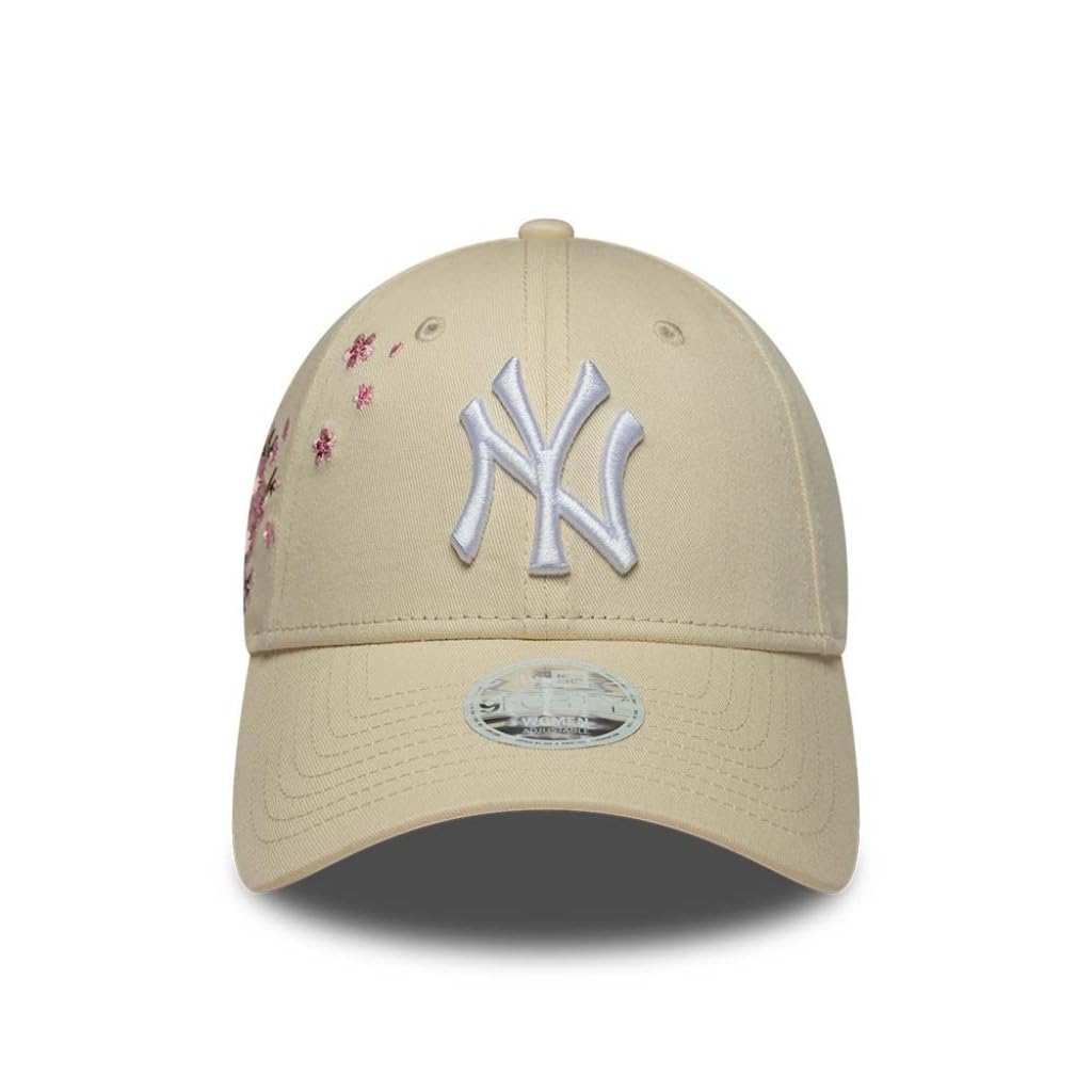 New Era 9Forty WMNS Floral Yankees CapEra damska - damska czapka baseballowa metalowa klamra, z daszkiem, całoroczna, wiosna, lato, jesień, zima, Jasny beż, Rozmiar uniwersalny