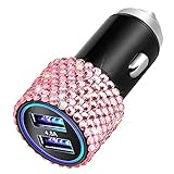 OTOSTAR Dual USB Car Charger, 4.8A Output, Bling Rhinestones Car Decorations Accessories Fast Chargi