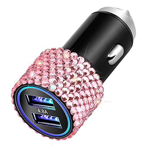 Otostar Dual Usb Car Charger, 4.8A Output, Bling Rhinestones Car Decorations Accessories Fast Charging Adapter For Iphones Android Ios, Samsung Galaxy, Lg, Nexus, Htc (Pink) #TOP28