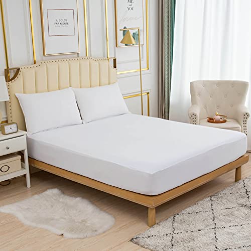 Image of Kingnex Waterproof Mattress Protector King Size Bamboo Cotton Hypoallergenic Breathable Mattress Pad Cover