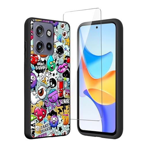 Cover per Motorola Edge 50 Neo 6.4 + Pellicola Protettiva in Vetro Temperato - Morbido Custodia Protettivo Case - Monster silicone gel tpu nero