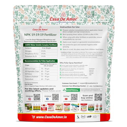 Image of Casa De Amor NPK 19-19-19 Fertilizer | Balanced Water-Soluble Plant Food for Growth, Flowering & Yield Boost | For All Plants | 400 gm