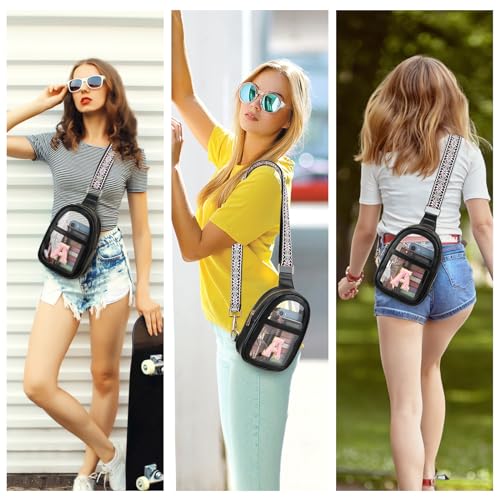 Clear Crossbody Bag for Stadium Events, Concerts, Sports Festivals | Women's Purse With Chenille Initial A Patch, Black2