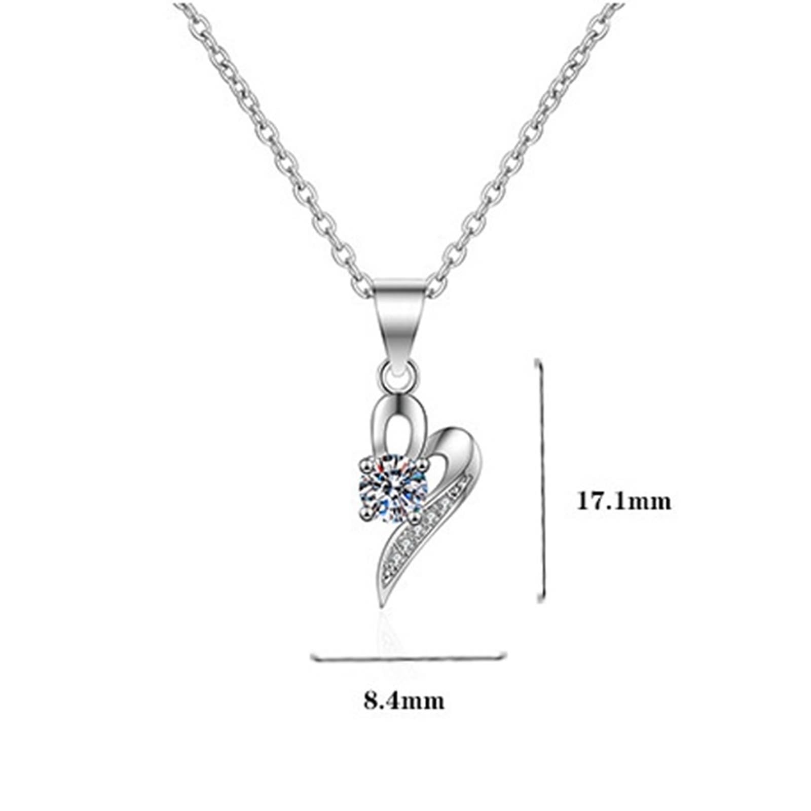Epinki Łańcuszek damski wisiorek 9K białe złoto Au375, serce z 4 oprawkami zapadkowymi dla kobiet z laboratorium diament, złoto 375, łańcuszek damski z prawdziwego złota, srebrny, 45 + 5 cm