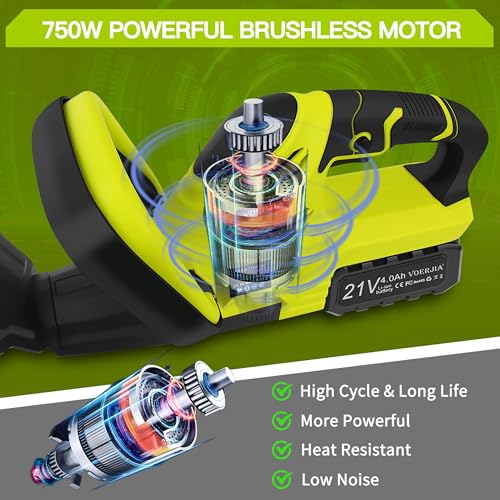 VOERJIA 21V Cordless Hedge Trimmer, 50cm Dual Action Blade Electric Hedge Trimmer with 2×4000mAh Batteries & Charger, Heavy Duty Hedge Cutter for Hedges, Shrubs & Border Plants - Image 5