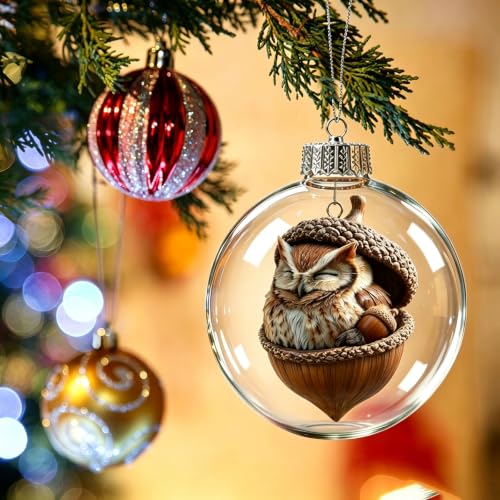 3D Forest Animal Acorn Ornaments, 3.1 Inches Bunny Figure, Plastic Tree Hanging Decor, 1 Pc, Brown D - image 1