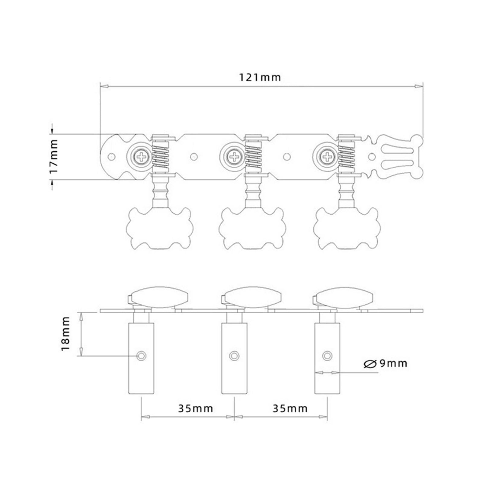 Perilla de clavija de guitarra clásica, perilla enrolladora de cuerda Triple, piezas de instrumentos Clavijas De Afinación De Cuerdas De Guitarra