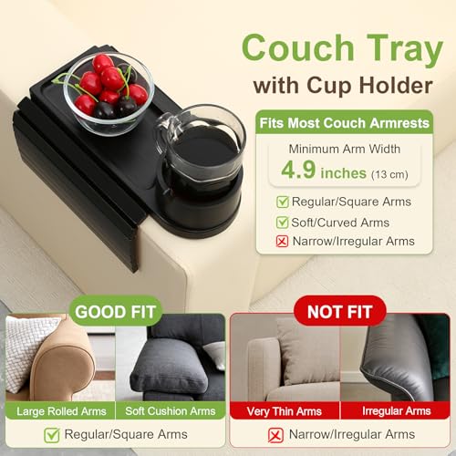 Couch Cup Holder with Phone Stand, Couch Arm Tray for Armrests Over 4.9" by AISONGDONG - Used condition - Image 2
