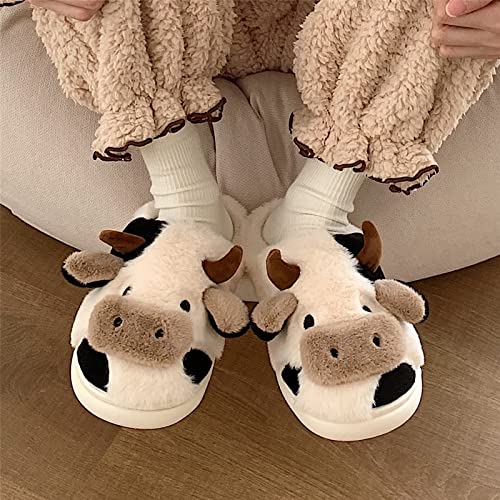 Cartoon Cow Cotton Slippers Cute Animal Slippers Fashion Winter Warm Plush Slippers For Home Indoor Outdoor #TOP3