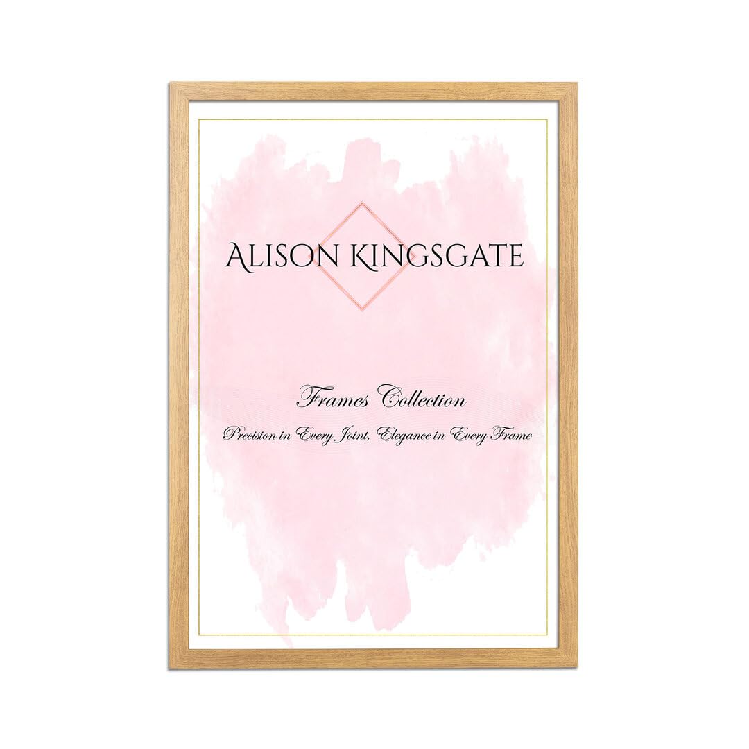 Alison Kingsgate Sleek 60X40CM Picture Frame - Engineered Wood with Shatterproof Perspex Front -Perfect for Photos, Posters, Certificates -Suitable for Wall Mount or Tabletop Display - Oak — image 1