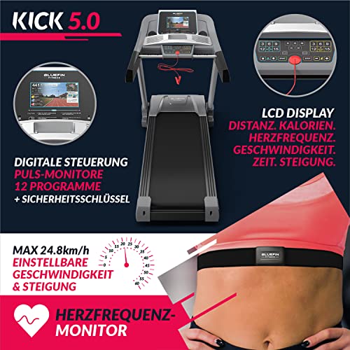 Bluefin Fitness Kick 5.0. Faltbares Laufband | 24 km/h + 5,0 PS + 20 Neigungsstufen | Heimfitnessgeräte… – Bild 5