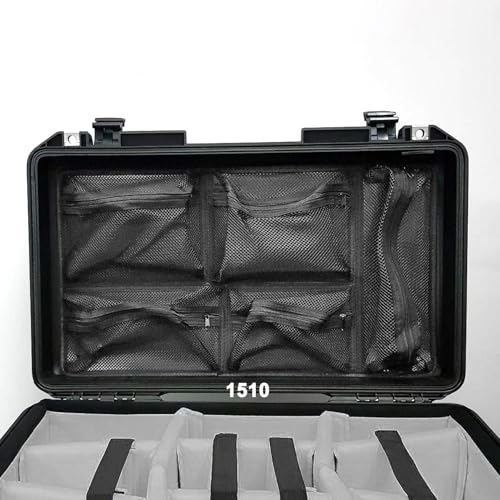LAFENLIN Lid Organizer for Pelican 1510 Case, 5 Mesh Pockets Storage Organizer, Fits Camera Cases, Diving Dry Boxes, Hard Cases & Toolboxes – Includes Screws & Hook and Loop Strap, Durable, Shockproof