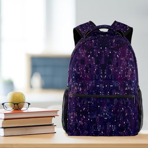 Sac de voyage décontracté pixel violet multicolore à grande capacité 40cm