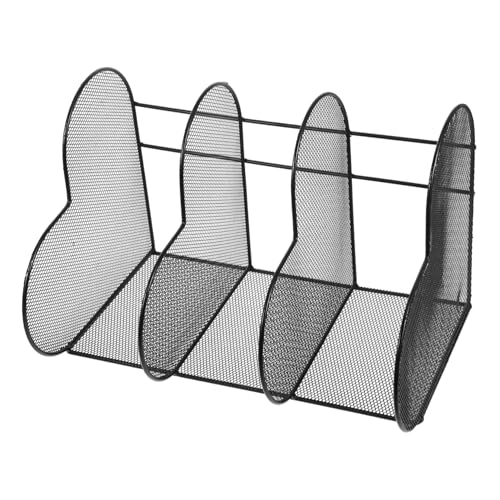 Organiseur de table en fer noir NUOBESTY à 3 compartiments ouverts pour livres et bureau