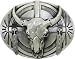 Bull Skull And Feathers Belt Buckle Native Western Eagle