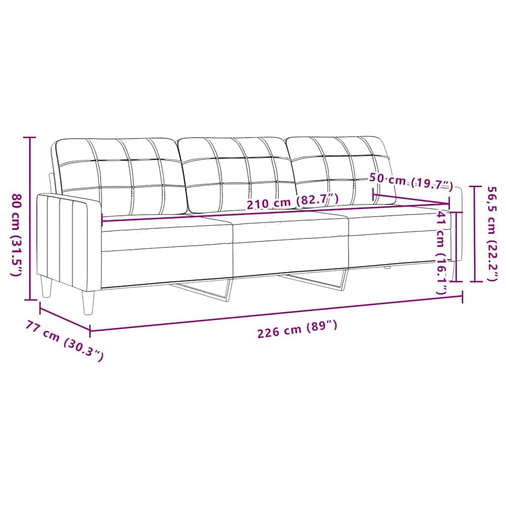 vidaXL 3-TLG. Sofagarnitur mit Kissen Schwarz Samt, Sofa, Samtsofa, Sofa gepolstert, Relaxsofa, Wohnzimmermöbel, Polstersofa, Couch, Lounge Sofa