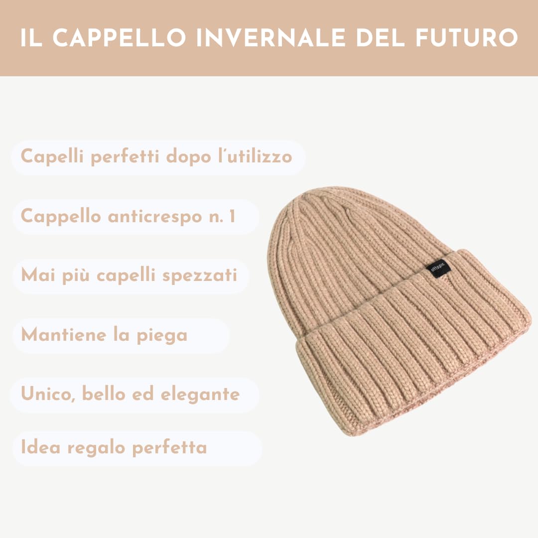 Offtopic® Cappello Invernale Donna Cashmere e Interno 100% Seta per Capelli Sempre in Ordine | Berretto Cuffia Anticrespo | Elegante Idea Regalo Unica
