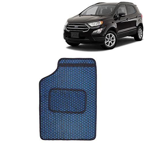 Image of Kingsway Dotted Design Car Floor Foot Mats Universal Fit for Ford Ecosport, Model Year : 2017-2021, Water and Dustproof, Color Blue, Set of 5 Pieces