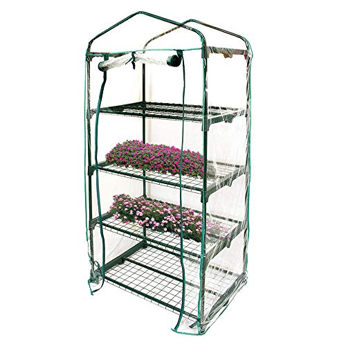 PVC Plant Greenhouse Cover,3/4 Tier Replacement Garden Plant Cover Mini Greenhouse Warm Clear PVC Cover with Zipper (4 Tier)