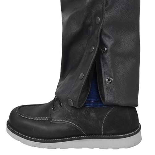 BYKR Leather Motorcycle Chaps for Men & Women Overpants Cowboy Riding Biker Vintage Chap Pants Adjustable Waist & Length (Black, 44 Inch)