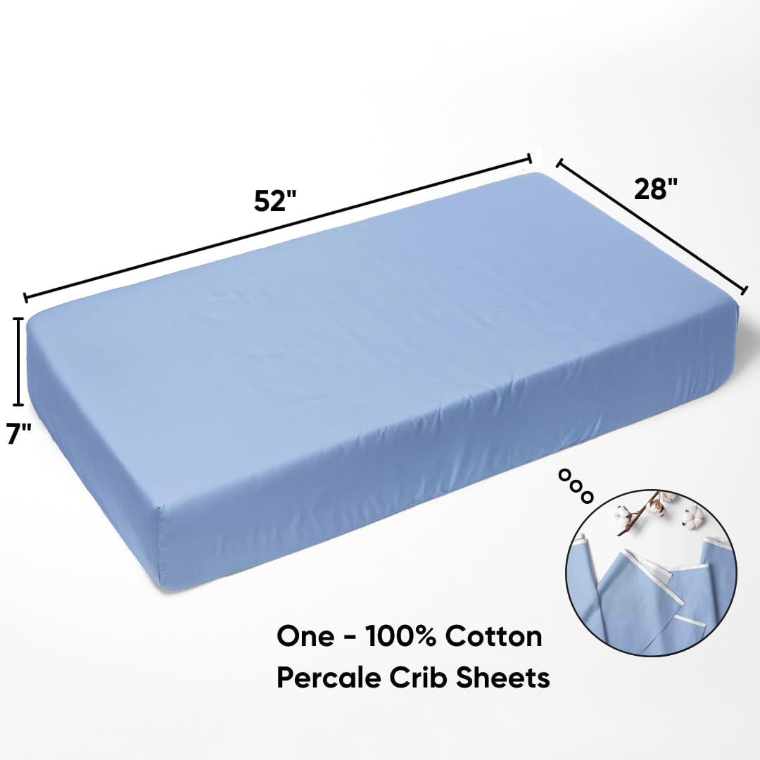 Bacati Ikat Blue/Grey 4 Crib Set with 2 Muslin Swaddling Blankets, Crib Skirt & Solid Crib Sheet