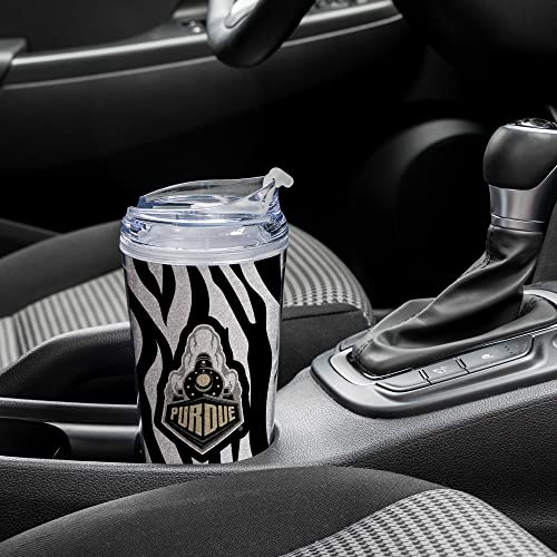 Image of Rico Industries NCAA Glitter 24oz Acrylic Glitter Tumbler with Hinged Lid, Officially Licensed Double Wall Tumbler with Straw