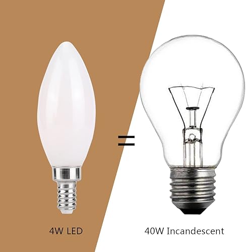 Miniatura 8 de KINUR Bombilla LED para candelabro, equivalente a 40 vatios, 4 W, E12, bombilla LED 5000 K, lámpara de araña blanca suave, bombilla decorativa para