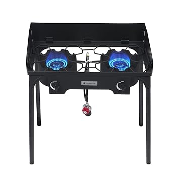 Camplux Outdoor Stove Double Burners Propane Stove 260,000 BTU/Hr Gas Cooker for Outdoor Cooking