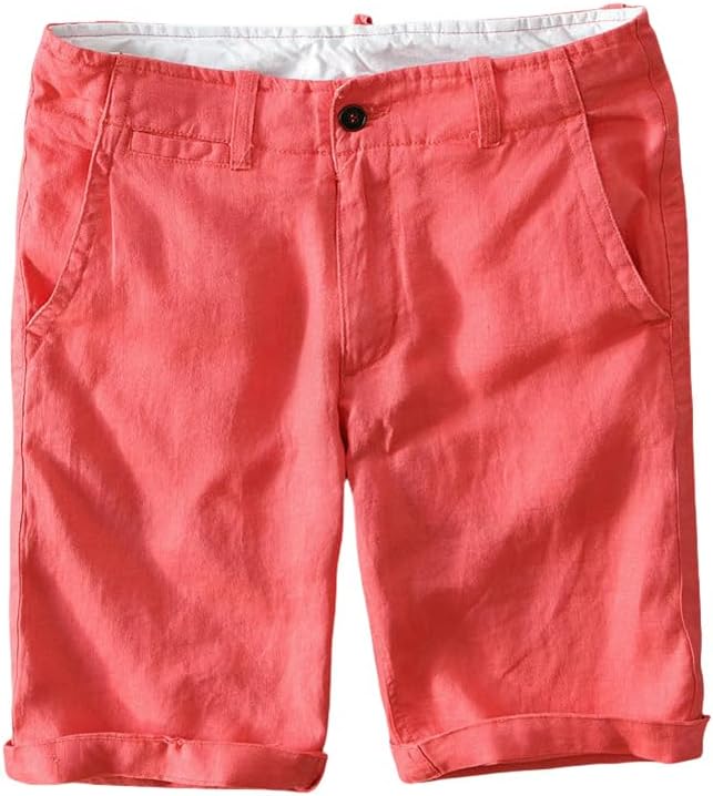 USTZFTBCL Men's Thin Linen Shorts Loose Breathable Versatile Casual Beach Shorts