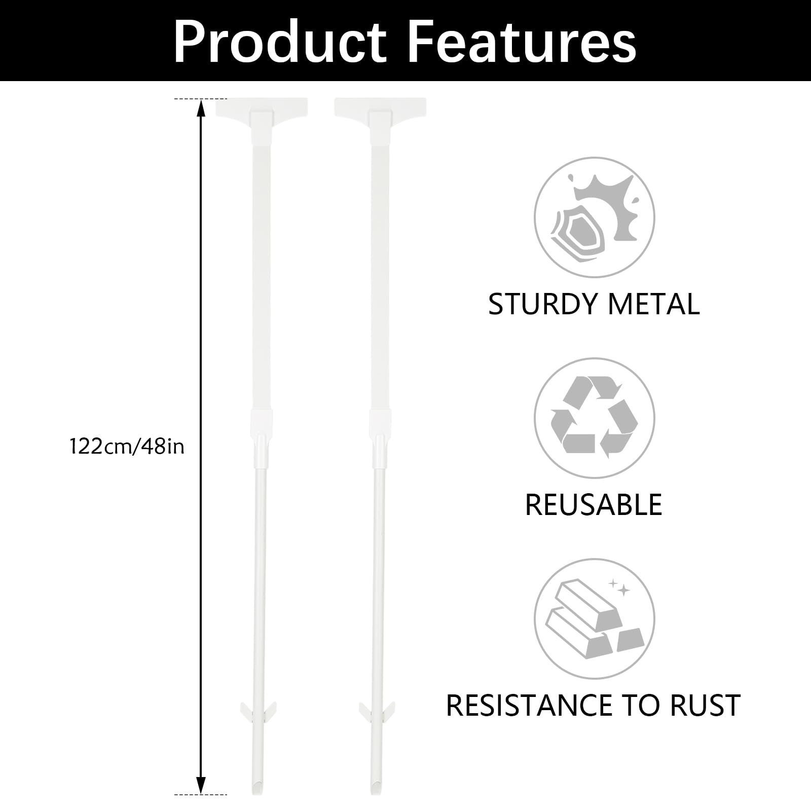 2pcs Sign Posts Yard Sign Stakes Outdoor Sign Clip Holder on Ground for Middle Size Metal Acrylic Thin Signs(White, 4 Feet High) - Image 2