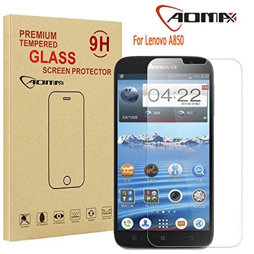 Aomax For Lenovo A850 Tempered Glass Screen Protector [Superslim 0.26mm,9H Hardness] [Retail Package] Lenovo A850 Glass
