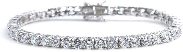 Silverly Women's 925 Sterling Silver 4 mm Cubic Zirconia Tennis Bracelet, 19 cm