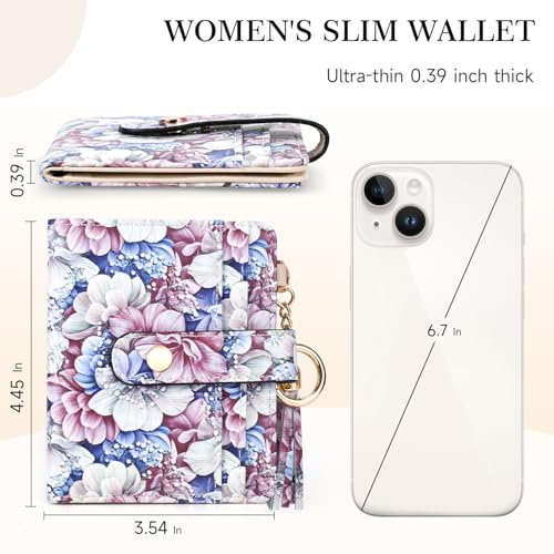 APHISON Women RFID Slim Bifold Wallet, Card Holder with Zipper Coin Purse, Ultra-Thin Compact Wallet with ID Window Minimalist Pink4