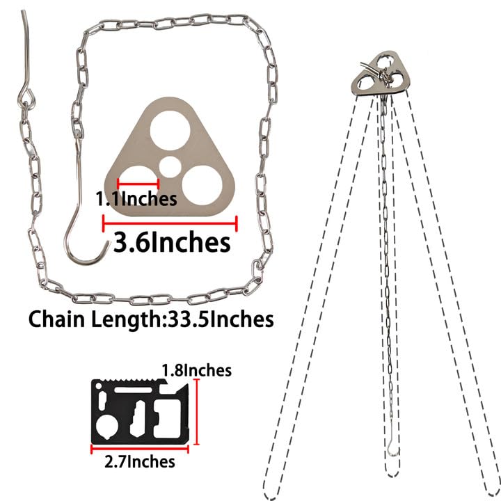 Camping Tripod Board - Stainless Steel Campfire Support Plate with Adjustable Chain, Turn Branches into Campfire Tripod, Portable Outdoor Cooking Accessories for Camping and Picnic, Silver