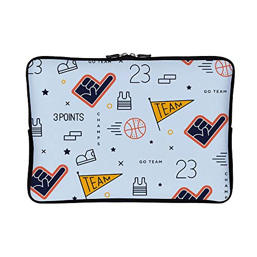 DKISEE Basket Ball Pattern Neoprene Laptop Sleeve Case Waterproof Sleeve Case Cover Bag