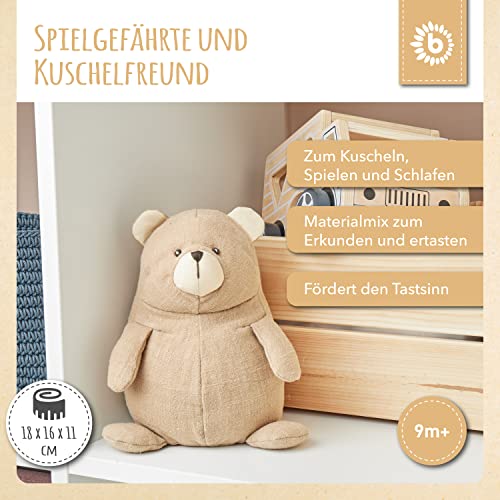 Bieco Kuscheltier Bär | 18 cm | Teddy Bär aus Leinenstoff | Baby Kuscheltier Mädchen & Junge | Leinen Kuscheltier Baby… – Bild 3
