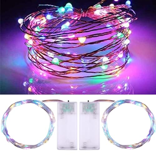 String Lights, Waterproof LED String Lights,2 Pack 20ft 60 LED Festival Decorations Crafting Battery Powered Copper Wire - Detailed View