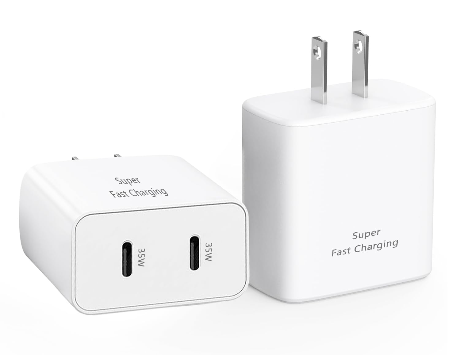 USB C Wall Fast Charger Block,35W 2-Port Type C Charger Fast Charging Block PD Power Charger Adapter+QC 3.0 USB Multiport Charger Brick for Apple