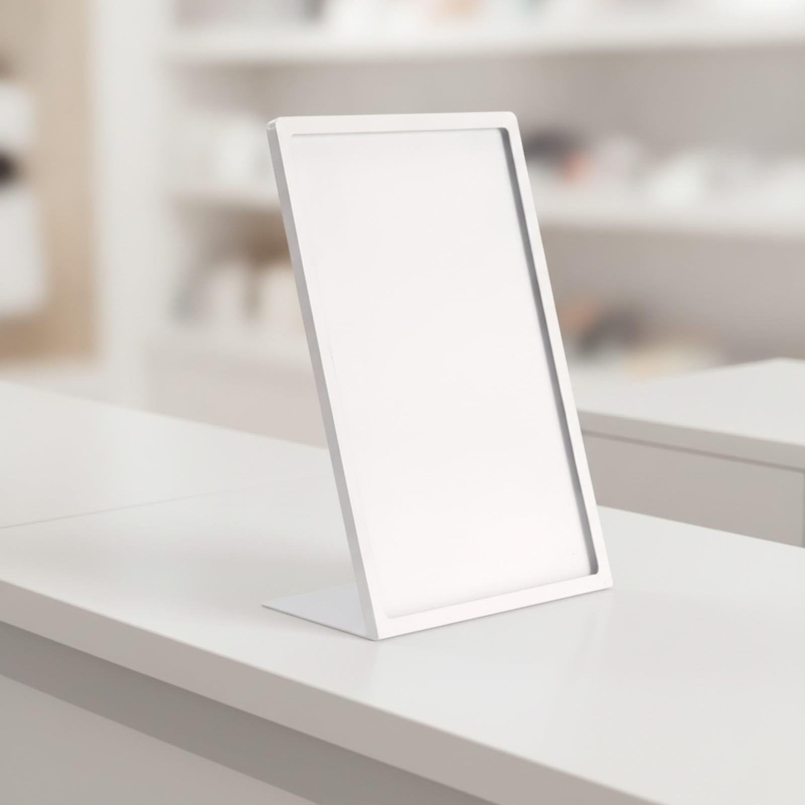 Exhibidor Escritorio para Menús Acero Inoxidable con Base Triangular Estable para Mostrar Carteles Informativos en Mostradores Recepción, Estilo C