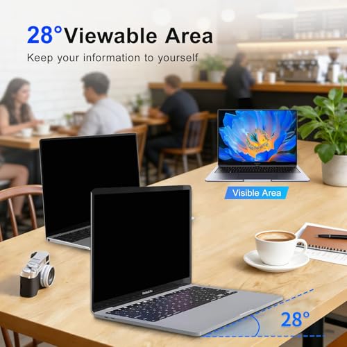 Image of 2Pack Magnetic 13.3 Inch Laptop Privacy Screen 16:9 Aspect Ratio, Removable Anti-Blue /Glare Protector Film, Anti Spy Desktop Security Private Filter 13.3in