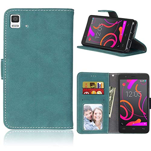 Sangrl Libro Funda para BQ Aquaris E4.5 (4.5pulgada), PU Cuero Cover Flip Soporte Case [Función de Soporte] [Tarjeta Ranuras] Cuero Sintética Wallet Flip Case Azul