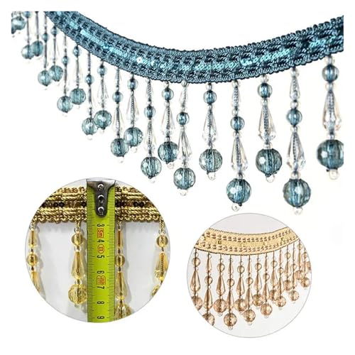 Fleco de borlas con cuentas de cristal de 2M para decoración de cortinas y pantallas 4